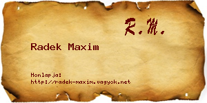 Radek Maxim névjegykártya